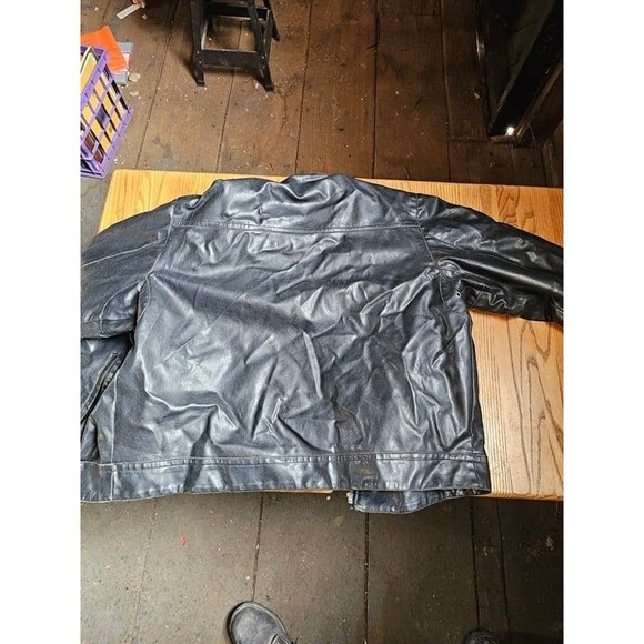 Brave Soul Motorcycle Jacket Mens Size XL Black Leather Long Sleeve Front Zipper - Picture 4 of 5